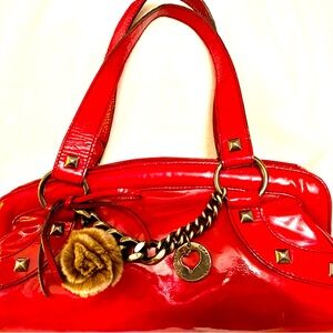Italian Designer Roberta Gandolfi Red Patent Leather Vintage Handbag